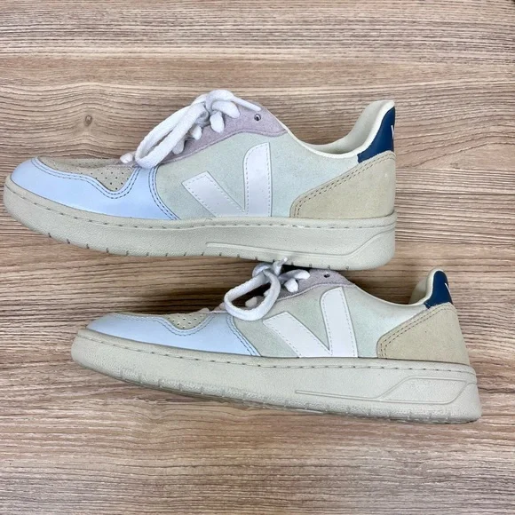 Veja V-10 Suede Multicolor Natural Babe Sneakers 6 - Picture 3 of 10